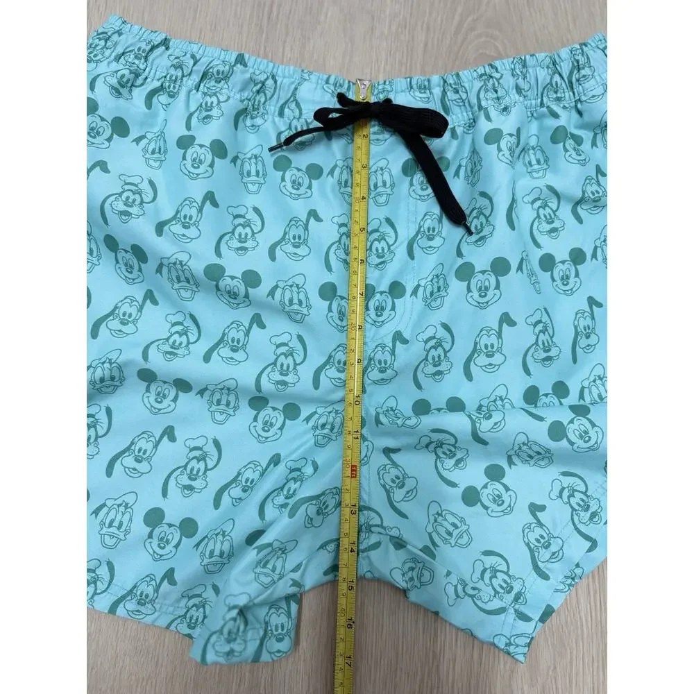 Disney Mickey Mouse Donald Duck Goofy Swim Trunks Men’s Large Mint Green